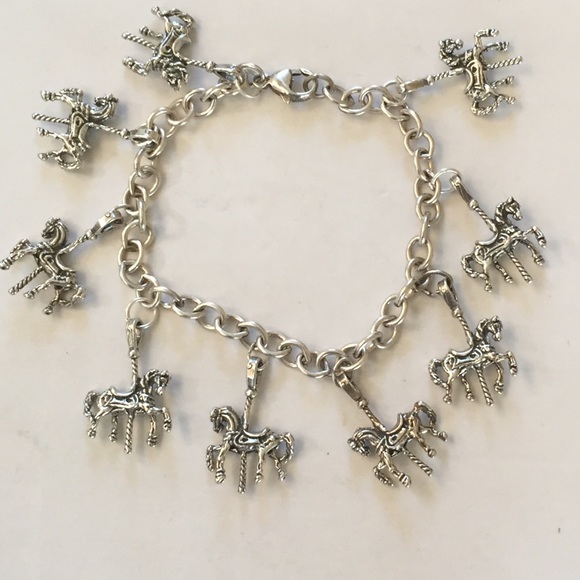 Sterling 925 3D carousel horse charm bracelet - Picture 1 of 3